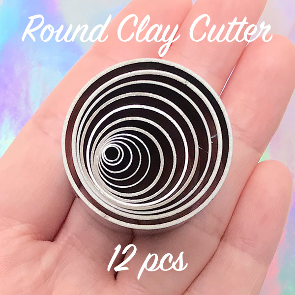 Round Polymer Clay Cutter (Set of 10 pcs), Stainless Steel Circle Cut, MiniatureSweet, Kawaii Resin Crafts, Decoden Cabochons Supplies