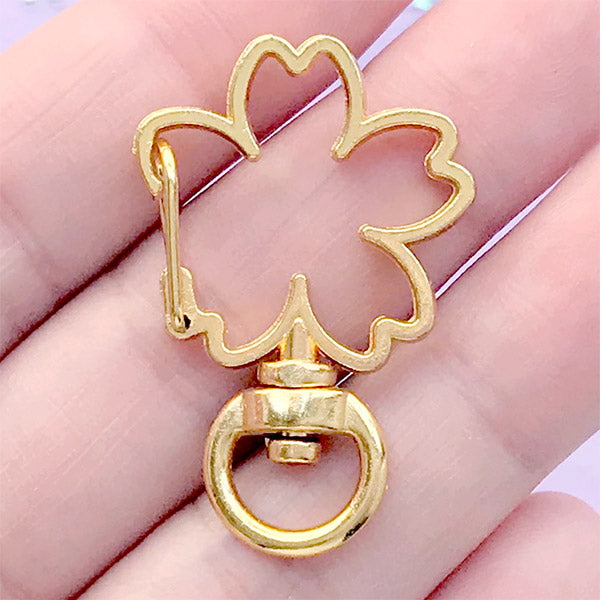 Dolphin Lobster Clasp with Swivel Ring, Kawaii Snap Clip