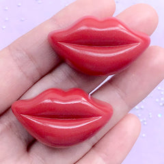 CLEARANCE Red Hot Lip Chocolate Cabochon | Fake Food Embellishments | Kawaii Sweet Decoden | Phone Case Decoration (2 pcs / Red / 38mm x 20mm)