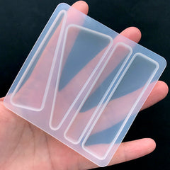 Triangle and Rectangle Bar Silicone Mold (4 Cavity) | Hair Accessories DIY | Geometry Jewelry Mould | Kawaii Resin Craft Supplies (72mm)