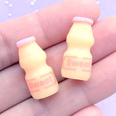 CLEARANCE 3D Dollhouse Milk Bottle in 1:6 Scale | Doll House Beverage Drink | Kawaii Miniature Groceries (2 pcs / Pink Sweet / 11mm x 23mm)