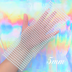 5mm Pearl Cabochon Stickers | Half Round Pearls | ABS White Pearl Embellishments | Nail Designs | Jewellery DIY (646 pcs)