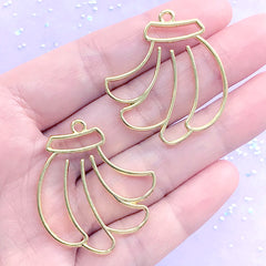 Banana Open Bezel Pendant | Kawaii Fruit Deco Frame | UV Resin Jewellery Making (2 pcs / Gold / 32mm x 36mm)