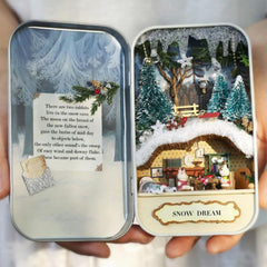 Miniature Box Theatre in 1:24 Scale | Snow Dream | Christmas Dollhouse Craft Kit | Doll House DIY Supplies