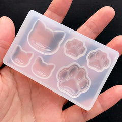 Cat and Paw Silicone Mold (6 Cavity) | Kitty Mold | Kitten Mold | Animal Mould | Resin Cabochon Mold | Kawaii Resin Craft Supplies