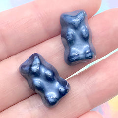 Bear Shaped Gummy Candy Cabochons in Pearlescent Color | Fake Food Jewellery DIY | Kawaii Decoden Supplies (2 pcs / Blue / 11mm x 19mm)