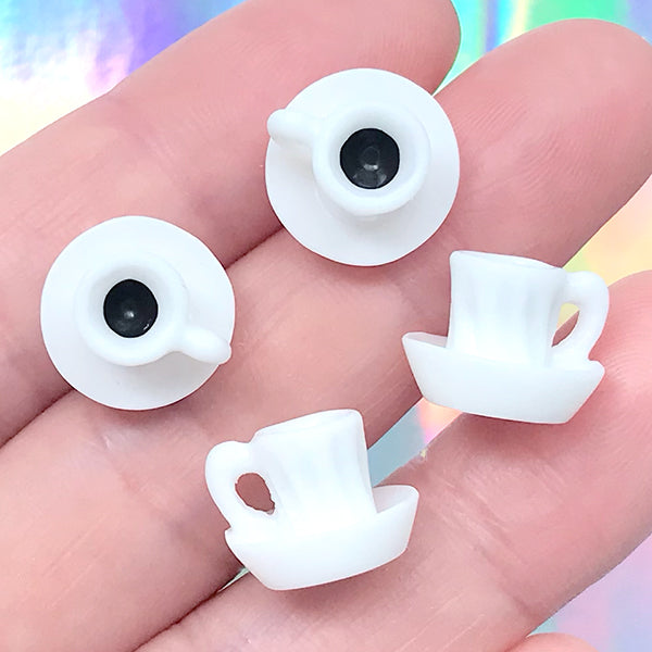 3D Dollhouse Coffee, Miniature Coffee Cup with Saucer, Mini Cafe Sho, MiniatureSweet, Kawaii Resin Crafts, Decoden Cabochons Supplies