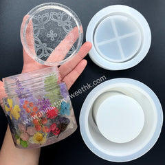 Round Bottle with Screw on Cap Silicone Mold for Resin Art | Cylinder Jar with Lid Mould | Storage Container Box Making | Home Decoration Craft