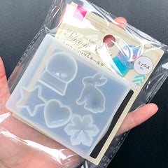 Snow Globe Rabbit Star Heart Snowflake Silicone Mold (5 Cavity) | Cute Embellishment Mould | Resin Jewellery DIY