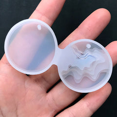 Coastal Line Silicone Mold in Round Shape | Resin Coastline Landscape DIY | Nature Beach Seashore Mould | Resin Jewelry Supplies (32mm)