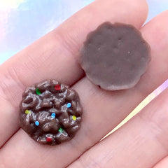 Miniature Chocolate Chip Cookie Decoden Cabochon | Dollhouse Sweets Deco | Kawaii Mini Food Craft (3 pcs / 18mm)