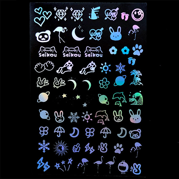 Kawaii Holographic Clear Film | Cute Animal Embellishments for Resin Crafts | Resin Inclusions