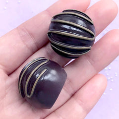 CLEARANCE Truffle Chocolate Cabochon | Faux Food Embellishments | Kawaii Sweet Jewelry DIY | Phone Case Decoden (2 pcs / Dark Brown / 25mm x 22mm)