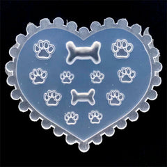 Mini Paw and Bone Silicone Mold (12 Cavity) | Resin Shaker Bits DIY | Tiny Animal Embellishment Mould | Resin Jewelry Supplies