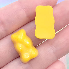 Bear Gummy Candy Decoden Cabochons | Fake Sweets Deco | Kawaii Resin Embellishment (3 pcs / Yellow / 12mm x 19mm)