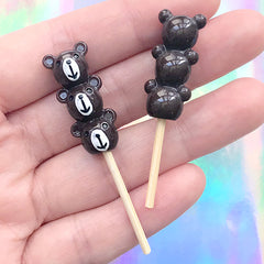 Miniature Animal Kabob in Bear Shape | 3D Skewer Embellishment | Kawaii Doll Food Craft | Decoden Supplies (2 pcs / Brown / 12mm x 40mm)