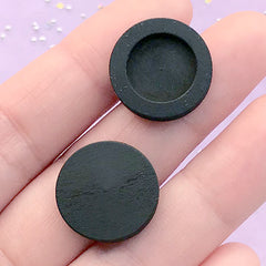 Wooden Setting for Round Cameo | 12mm Wood Bezel Tray for UV Resin Filling | Resin Jewellery DIY (5 pcs / 12mm / Black)