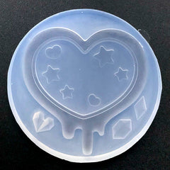 Drippy Heart Shaker Charm with Shaker Bits Silicone Mold | Kawaii Decoden Mould | Cute Resin Accessories DIY