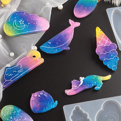 Kawaii Ice Cream Cloud and Whale Silicone Mold (3 Cavity) | Resin Hair Clip DIY | Resin Jewellery Making | Decoden Cabochon Mould