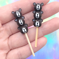 Miniature Animal Kabob in Bear Shape | 3D Skewer Embellishment | Kawaii Doll Food Craft | Decoden Supplies (2 pcs / Brown / 12mm x 40mm)