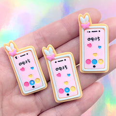 Cell Phone Sugar Cookie Cabochon | Kawaii Sweet Deco | Decoden Phone Case DIY | Fake Mini Food Supplies (3 pcs / 18mm x 36mm)