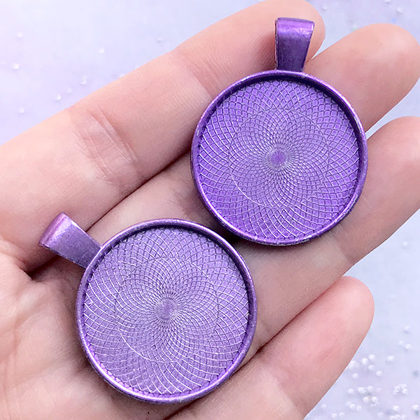 Round Bezel Tray Charm 25mm Cameo Base Cabochon Bezel Setting