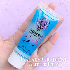 Rainbow Deco Cream with Glitter | Glittery Whip Cream in Jelly Color | Kawaii Whipped Cream | Galaxy Decoden Phone Case (50ml / Translucent Blue)