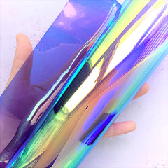 DEFECT Transparent Vinyl Leather Sheet | Iridescent PVC Fabric | Kawaii Accessories Making (Purple / 20cm x 26cm / 0.1mm)