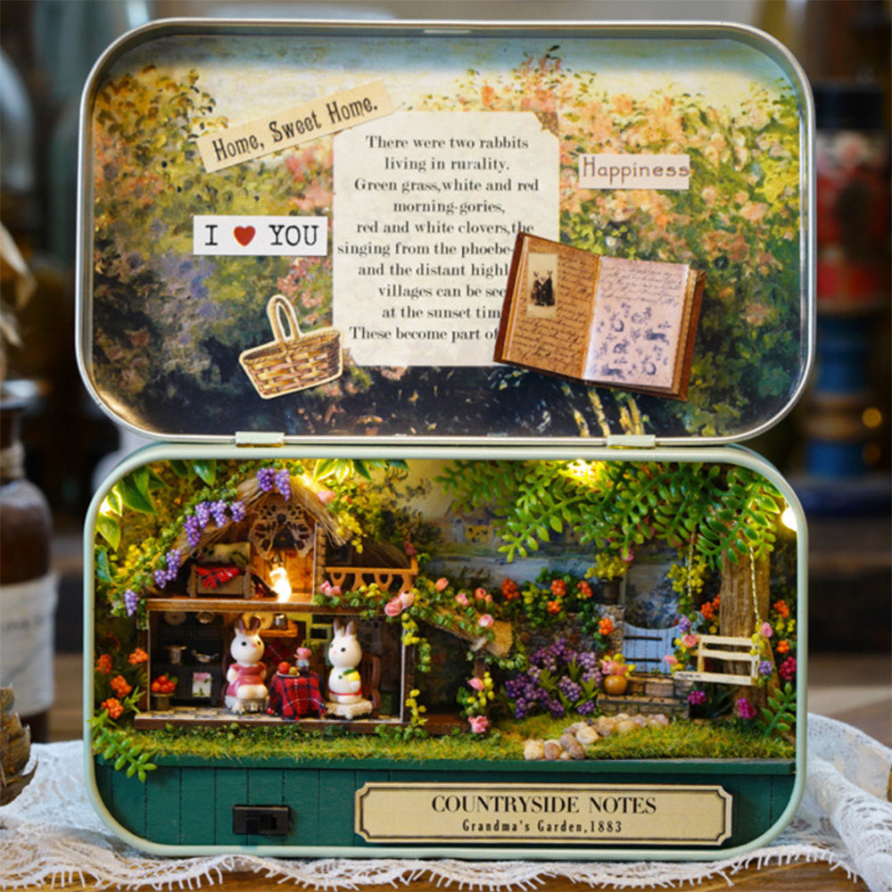 Dollhouse Box Theatre in 1:24 Scale | Countryside Notes | Miniature Craft Kit | Doll House Supplies