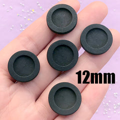 Wooden Setting for Round Cameo | 12mm Wood Bezel Tray for UV Resin Filling | Resin Jewellery DIY (5 pcs / 12mm / Black)