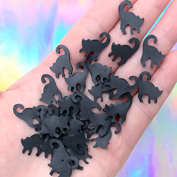 Black Cat Polymer Clay Slices (Big) | Halloween Embellishments | Spooky  Shaker Charm Bits (5 grams)