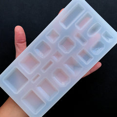 Square and Rectangle Gemstones Silicone Mold (19 Cavity) | Assorted Gems Mold | Rhinestone Mold | Clear Soft Mould for UV Resin