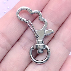 Mahou Kei Angel Wing Snap Clip with Swivel Ring | Kawaii Lobster Clasp | Magical Girl Jewellery Making | Keychain DIY (1 piece / Silver / 22mm x 34mm)