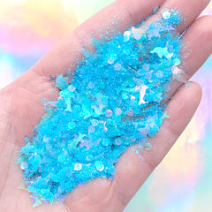 Iridescent Dolphin Confetti Mix | Kawaii Glitter Dust for Resin Crafts | Nail Art Supplies (Ocean Blue / 2 grams)