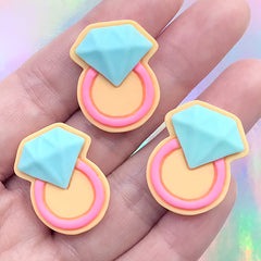 Dollhouse Diamond Ring Sugar Cookie | Miniature Sweets Deco | Kawaii Decoden Cabochon (3 pcs / 20mm x 25mm)