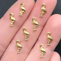 Mini Flamingo Metal Embellishments | Bird Floating Charm | Filling Materials for Resin Craft | Nail Design (8 pcs / 5mm x 10mm)