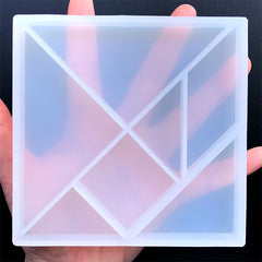 Tangram Silicone Mold (7 Cavity) | Puzzle Game DIY | Square Triangle Parallelogram Mould | Resin Craft Supplies (105mm x 105mm)