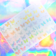 Shrink Plastic Sheet with Colorful Butterfly Designs | Kawaii Jewelry Supplies | Nail Art Supplies (1 Sheet / Translucent)