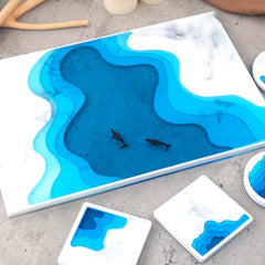 Beach Coaster Silicone Mold | Large Rectangle Seashore Landscape Coaster Mould | Coastline Coaster Making (240mm x 365mm)