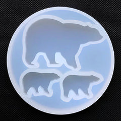 Polar Bear Family Silicone Mold (3 Cavity) | Animal Cabochon Mold | UV Resin Art Supplies | Epoxy Resin Mould