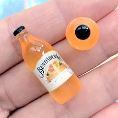 Miniature Beverage | Realistic Dollhouse Ginger Beer in 3D | Faux Food Jewelry DIY (2 pcs / Orange Peach / 12mm x 31mm)