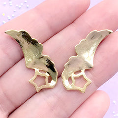 Kawaii Angel Wings Embellishments | Magical Resin Art | Wing with Star Metal Cabochon | Mahou Kei Jewellery DIY (2pcs / Gold / 13mm x 30mm)