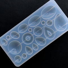 Round Oval Teardrop Cabochon Silicone Mold Assortment (19 Cavity) | Gemstone Mold | Gem Mold | Soft Clear Mould for Resin Crafts