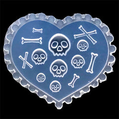 Small Skull and Bone Silicone Mold (12 Cavity) | Halloween Resin Shaker Bits DIY | Kawaii Goth Jewelry Making