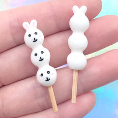 3D Animal Shaped Kabob | Miniature Skewer in Bunny Shape | Kawaii Sweet Deco | Phone Case Decoden (2 pcs / White / 9mm x 40mm)