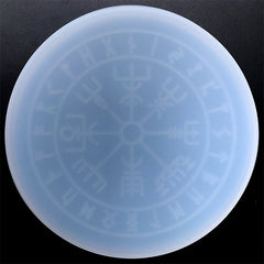 Viking Compass Silicone Mold | Rune Wheel of the Year Mould | Vegvisir Norse Wheel Mold with Engraved Runic Alphabets (186mm)