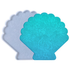 Flower Engraved Seashell Silicone Mold | Floral Scallop Shell Mould | Home Decoration Craft with Resin (202mm x 198mm)