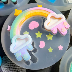 Drippy Rainbow Silicone Mold | Kawaii Cabochon Mould | Decoden Phone Case DIY | Cute Resin Craft Supplies