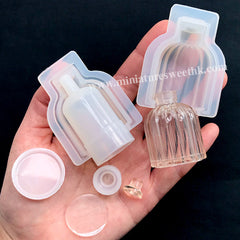 Fluted Perfume Bottle with Cork Silicone Mold (Hollow Inside) | Kawaii Magic Potion Bottle DIY | Dollhouse Miniature Craft Supplies (31mm x 45mm)