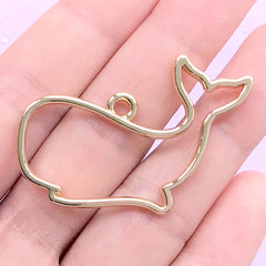 Whale Open Bezel for UV Resin Filling | Fish Deco Frame | Kawaii Resin Craft Supplies (1 piece / Gold / 42mm x 30mm)